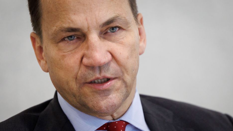 Radoslaw Sikorski, Poland's foreign minister, speaks during an interview in Washington, DC, US, on Friday, Sept. 20, 2024. Poland will ask the European Commission to adjust its recommendations for budget deficit cuts in the coming years due to rebuilding costs after floods hit the country's southwest. Photographer: Ting Shen/Bloomberg via Getty Images