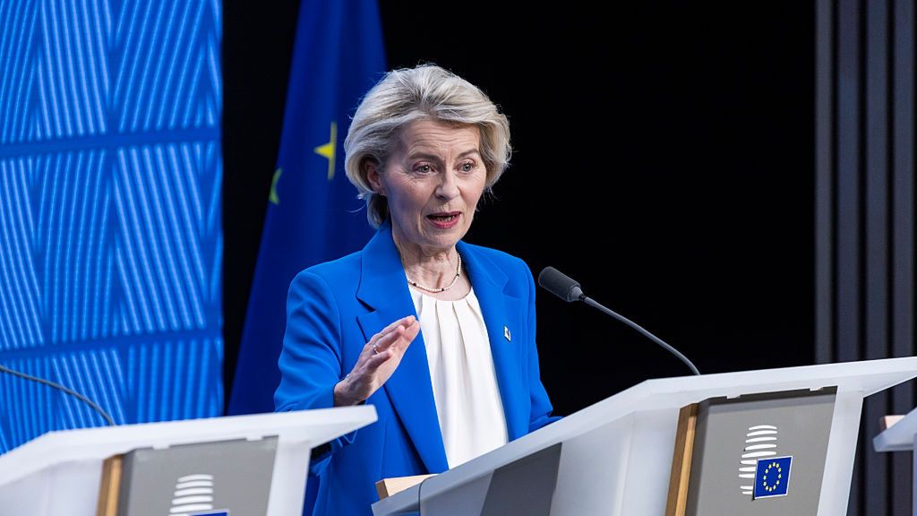 European Council Summit In Brussels - December 2025
A joint press conference with the President of the European Commission Ursula von der Leyen , the President of the European Council Antonio Costa and the Prime Minister of Denmark Mette Frederiksen, after the end of the European Council Summit, the EU leaders meeting at the headquarters of the Europe. Leaders discussed among other topics to provide support and a new 90 billion euro loan to Ukraine, the usage of frozen in the EU Russian assets and the Mercosur agreement. Brussels, Belgium on December 19, 2025 (Photo by Nicolas Economou/NurPhoto via Getty Images)
NurPhoto
antonio costa, mercosur agreement, brussels, ursula gertrud von der leyen, 90 billion euro loan, frozen russian assets, eu leaders, european council summit