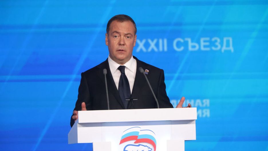 Russian President Vladimir Putin Attends Annual United Russia Party Congress In Moscow
MOSCOW, RUSSIA - DECEMBER 14: (RUSSIA OUT) Former Russian President Dmitry Medvedev delivers a speech to delegates during the plenary session of the 22th Congress of United Russia Party, December 14, 2024, in Moscow, Russia. Persident Putin visited an annual congress of his party. (Photo by Contributor/Getty Images)
Contributor