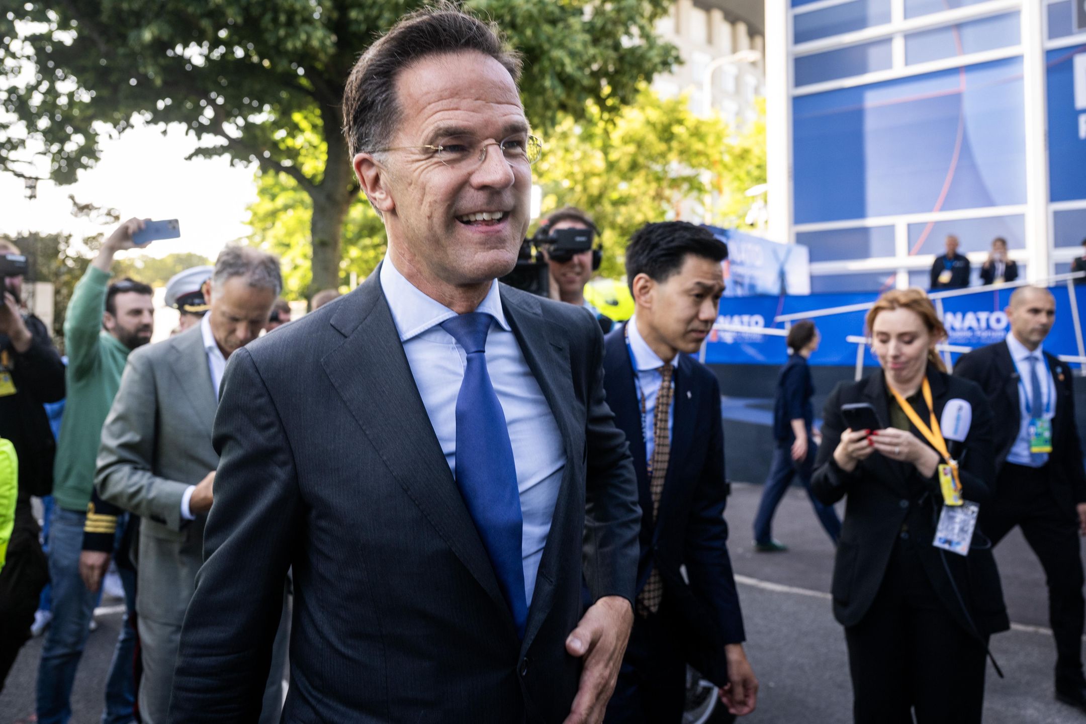 NATO Secretary General Mark Rutte speaks to the media ahead of the NATO summit in The Hague, The Netherlands, 24 June 2025. Rutte commented on the disclosure of the text message he had sent to the US President Donald Trump saying "It was not planned, but there is nothing crazy in it. No problem with it at all." EPA/JONAS ROOSENS Dostawca: PAP/EPA.