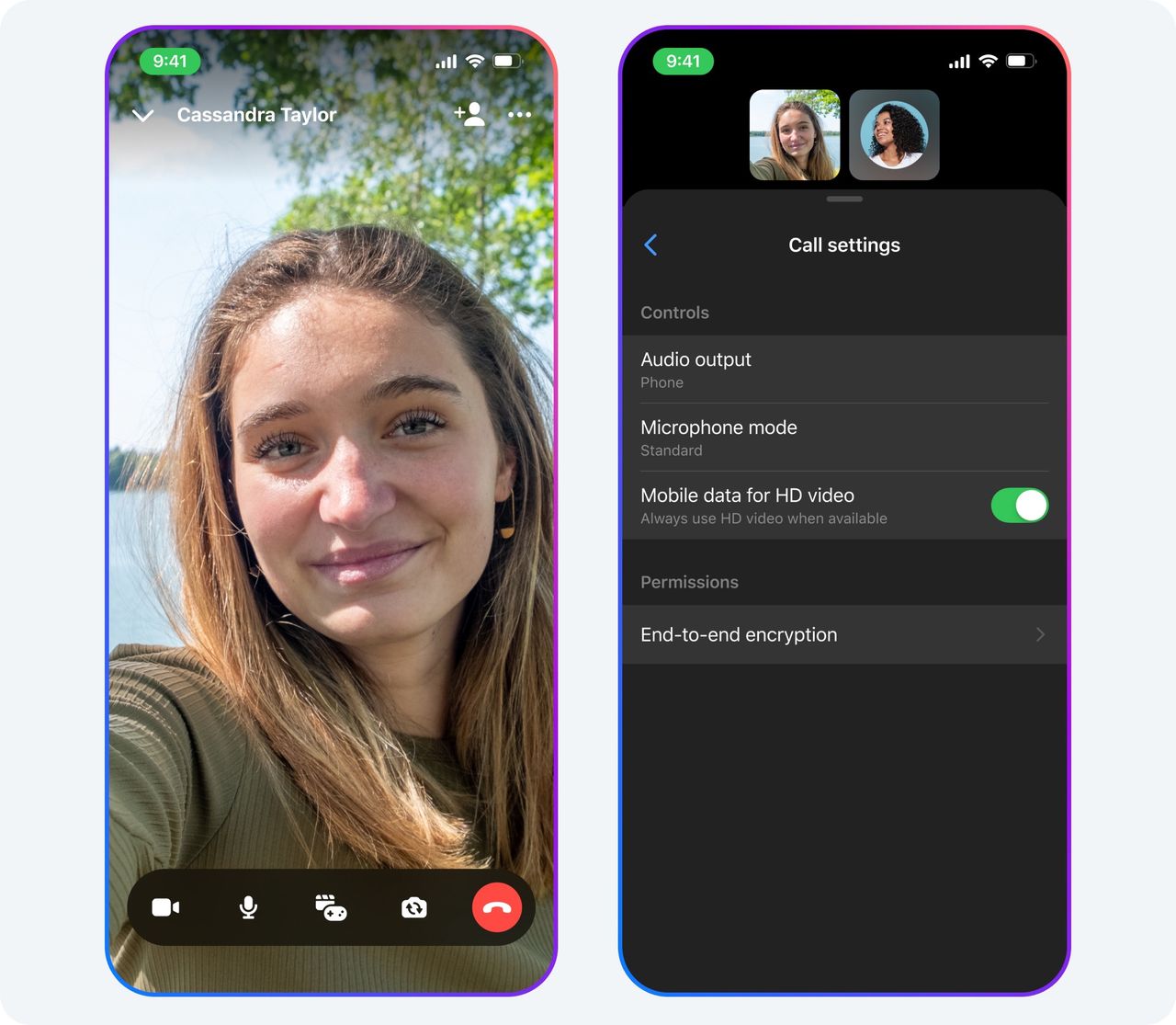 HD video calls in Messenger