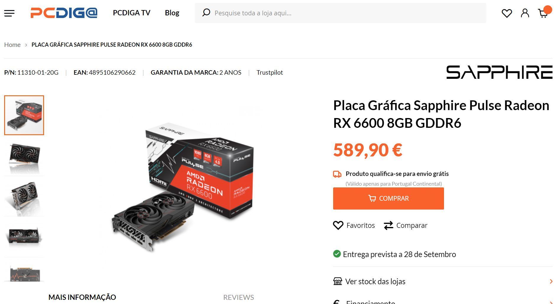 Sapphire Radeon RX 6600 Pulse - oferta sprzedaży