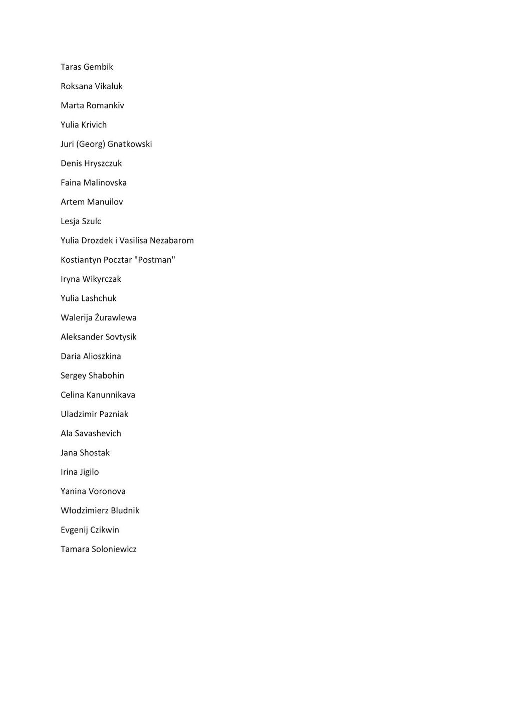 Rzekoma lista poparcia festiwalu
