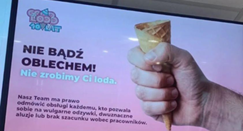 Lodziarnie mówią klientom: "Nie bądź oblechem". Reklamy przeciw aluzjom seksualnym