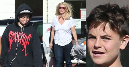 Pozbawiony stanika biust i rozwiane doczepy Britney Spears na spacerze z synami (ZDJĘCIA)