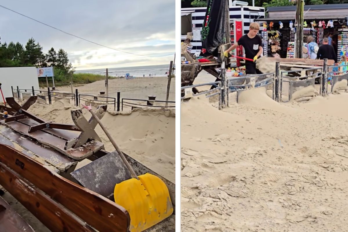 Bar przy plaży w Jantarze został zasypany piaskiem