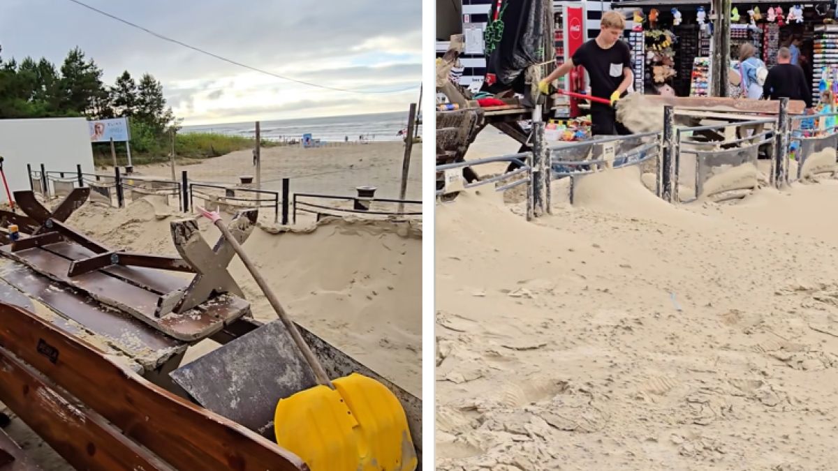 Bar przy plaży w Jantarze został zasypany piaskiem
