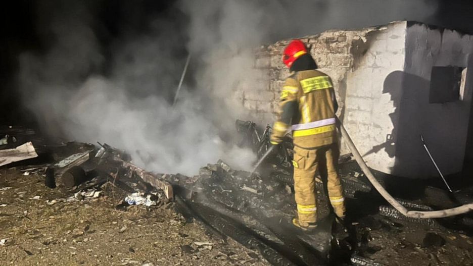 Nocny pożar w Koprzywnicy. Fot. PSP Sandomierz