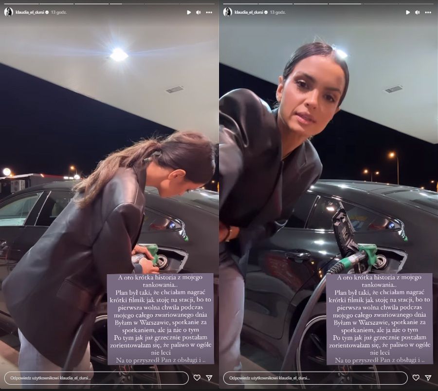 Klaudia El Dursi próbuje zatankować samochód