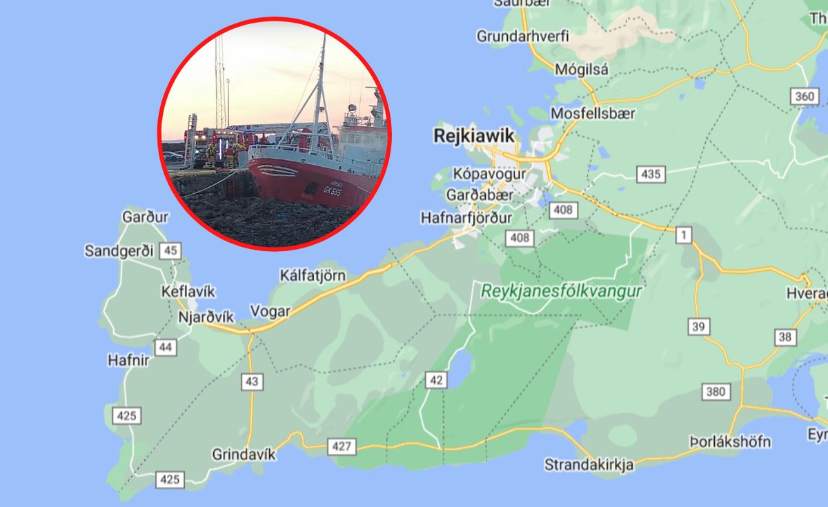 Pożar wybuchł na pokładzie statku rybackiego Grímsnes GK-555, który znajdował się w porcie Njarðvík