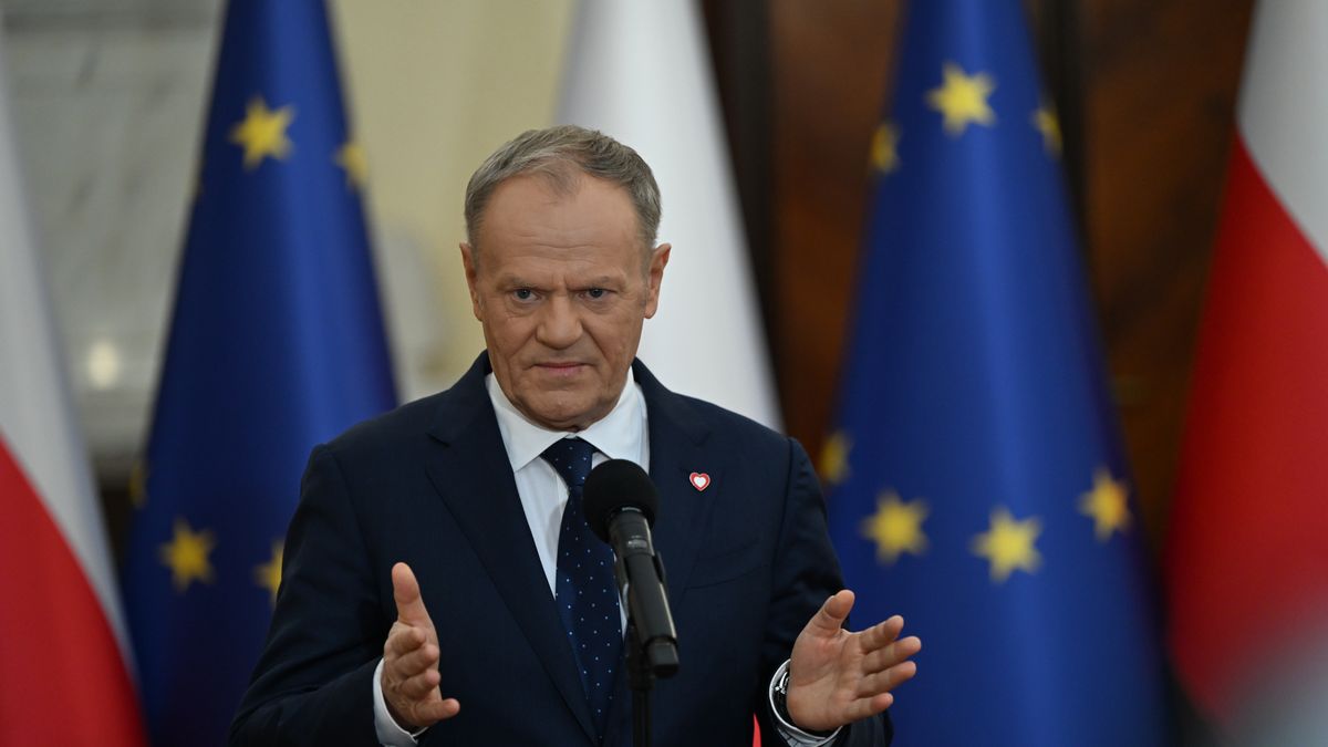 WARSAW, POLAND - JANUARY 9: Polish Prime Minister Donald Tusk attends a press conference related to the Mercosure agreement in Warsaw, Poland on January 9, 2025. (Photo by Artur Widak/Anadolu via Getty Images)