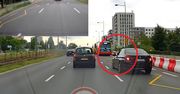 Kierowca BMW pędził prawym pasem. Nagle autobus "wyrósł" mu przed maską