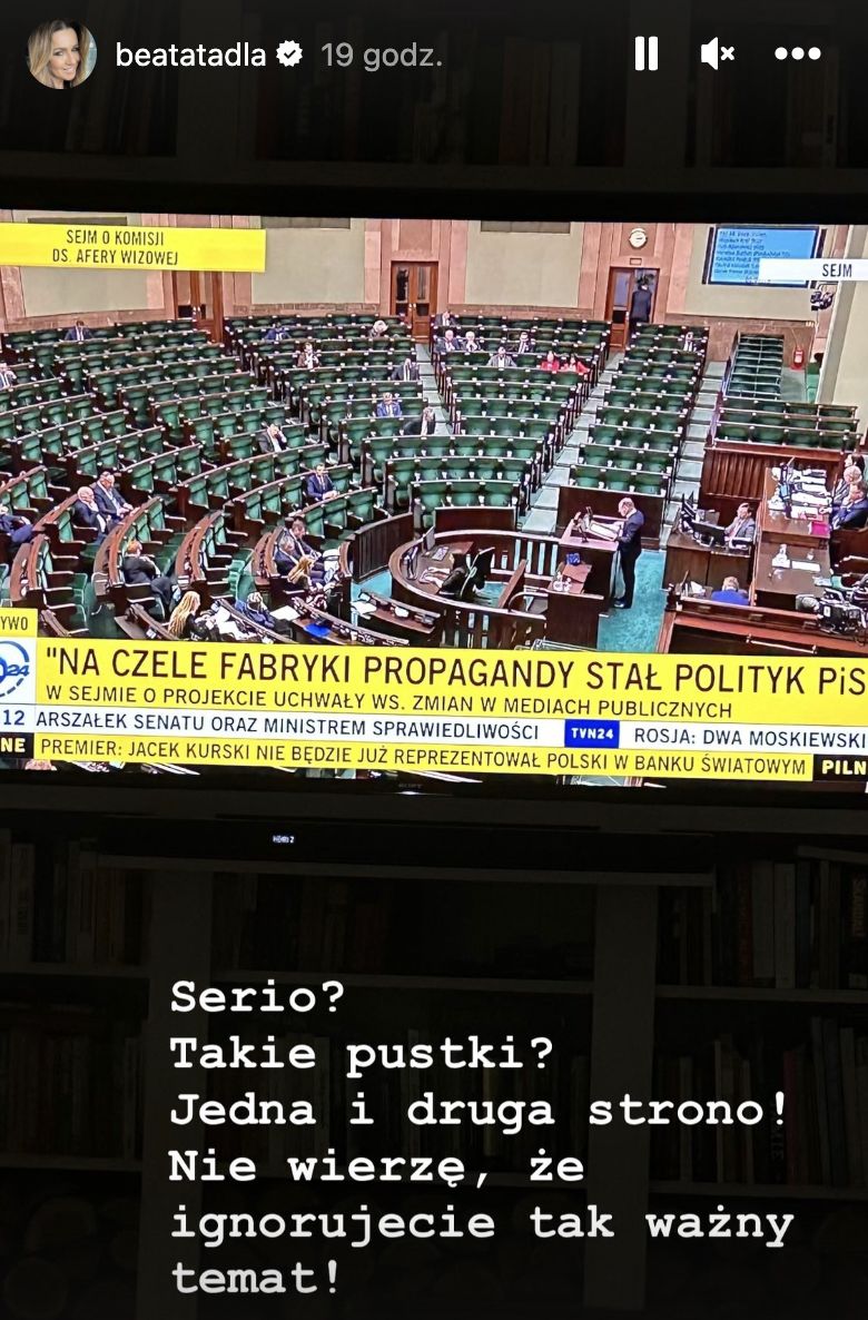 Beata Tadla skomentowała ilość posłów podczas posiedzenia Sejmu