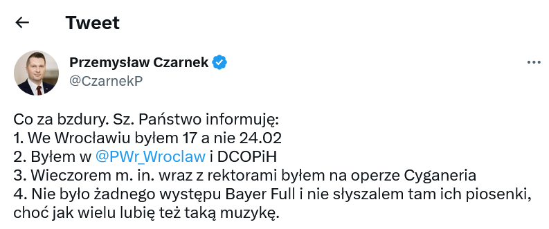 Czarnek zaprzecza