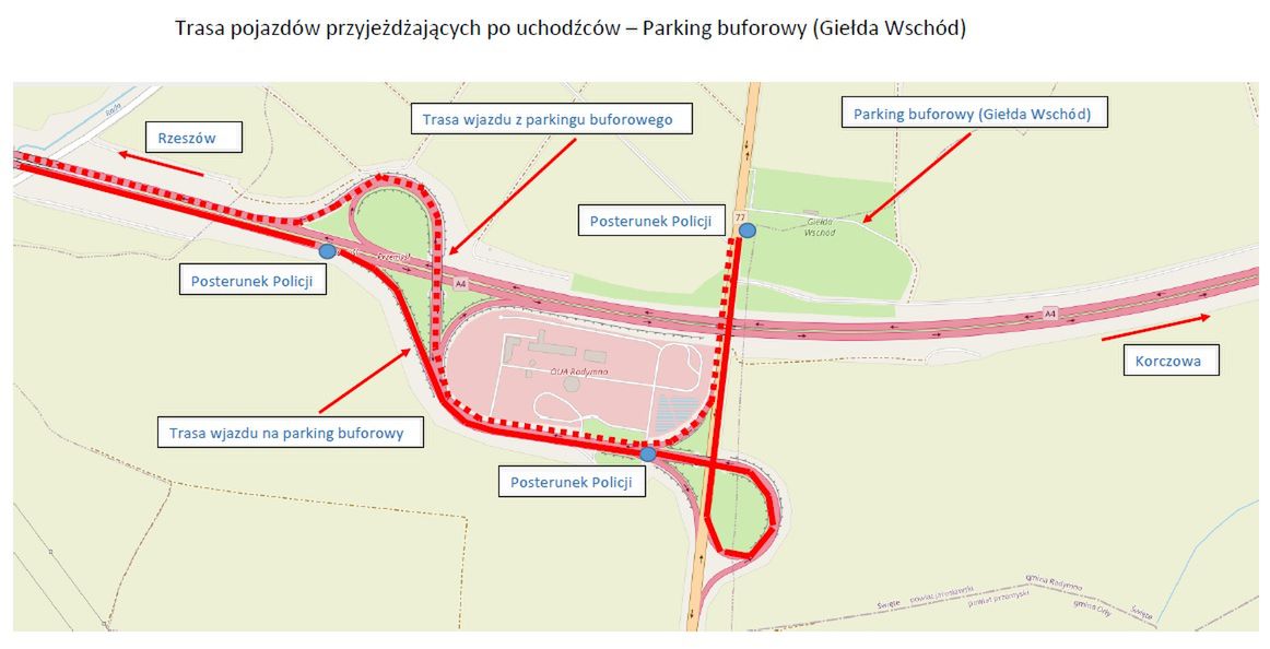 Korytarz humanitarny na autostradzie A4. Na węźle Przemyśl strefa buforowa