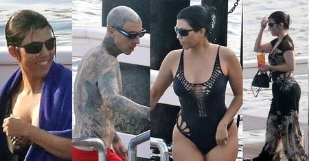 Kourtney Kardashian i Travis Barker wypoczywają nad basenem w trakcie "podróży poślubnej" (ZDJĘCIA)
