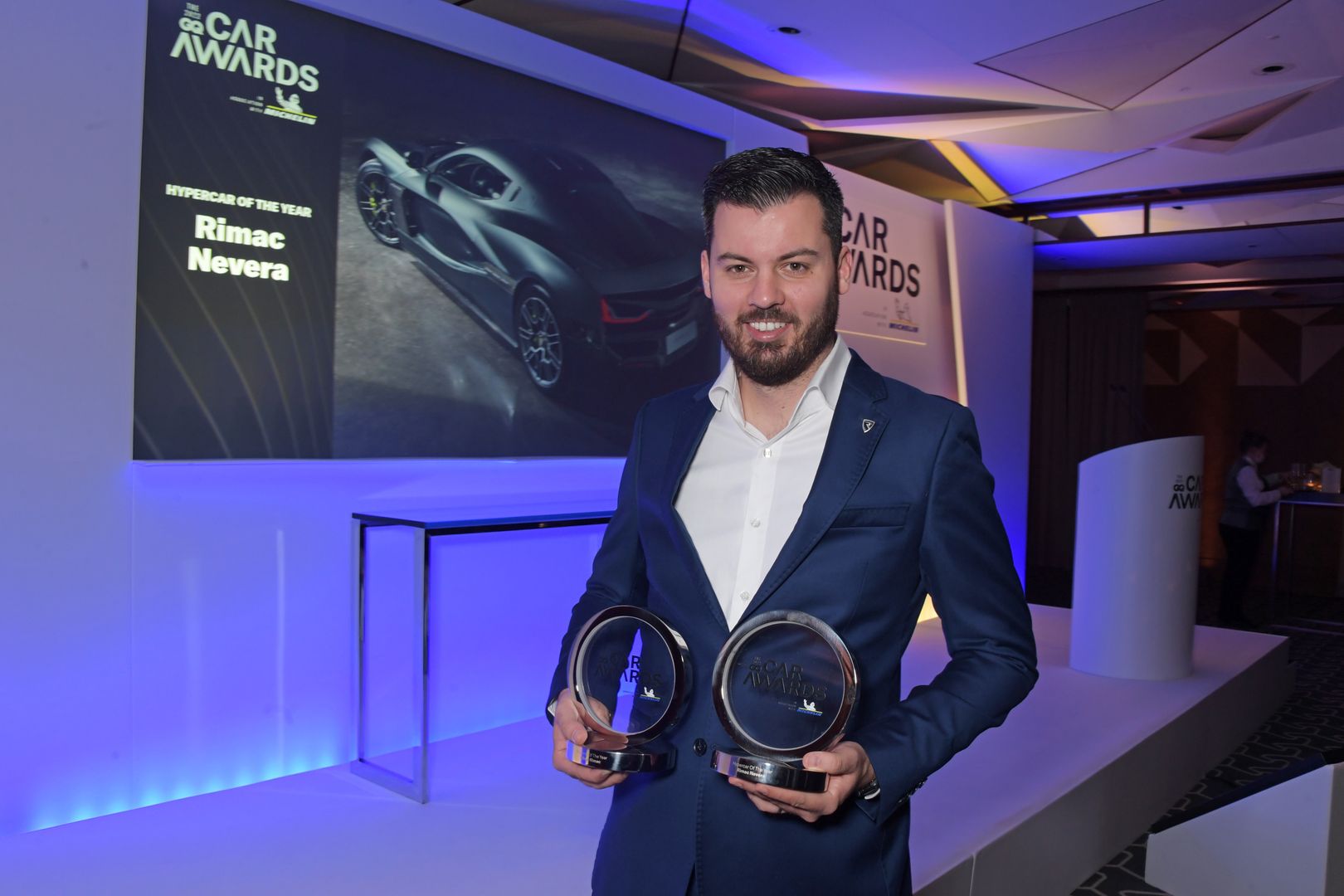 LONDON, ENGLAND - FEBRUARY 24:  Mate Rimac, winner of the Hypercar Of The Year award and the Pioneer of the Year award for Mate Rimac, attends the GQ Car Awards 2022 in association with Michelin at The Berkeley Hotel on February 24, 2022 in London, England.  (Photo by David M. Benett/Dave Benett/Getty Images)