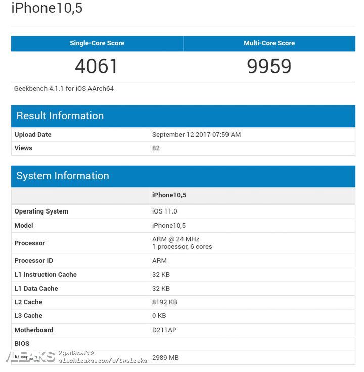 iPhone X w bazie Geekbench?