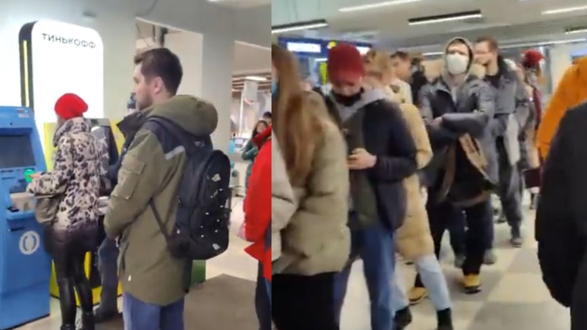 Panika w Moskwie. Ludzie ustawiają się przed bankomatami 