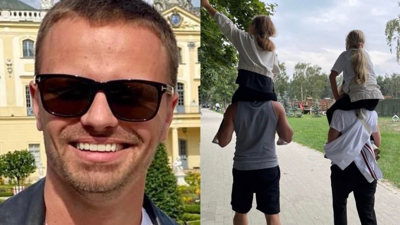 Marcin Hakiel w parku linowym z nową sympatią i dziećmi