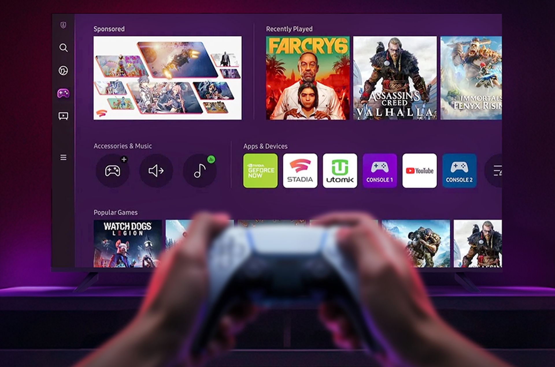 Gaming Hub i cloud gaming w telewizorach Kiano TV Tizen OS Powered by Samsung