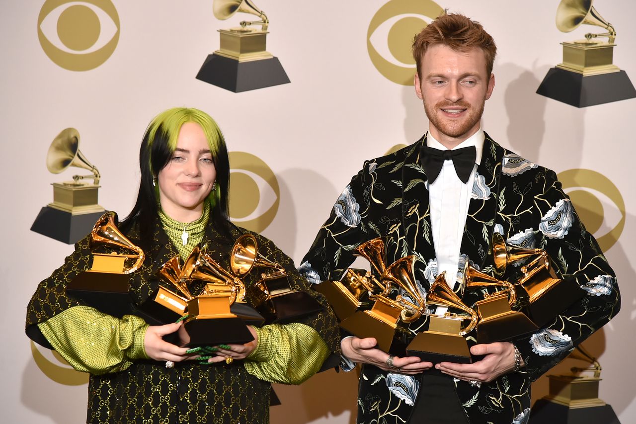 Billie Eilish i Finneas O'Connell podczas Grammy 2020, fot. Getty Images