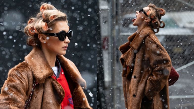 Bella Hadid z wałkami na głowie