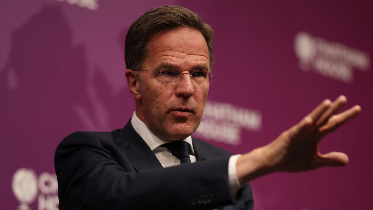 LONDON, ENGLAND - JUNE 9:  NATO Secretary General Mark Rutte speaks at Chatham House on June 9, 2025 in London, England. NATO Secretary General Mark Rutte is giving a speech at Chatham House, the London-based international affairs think tank, on priorities for the NATO Summit taking place in The Hague on June 24-25. During his visit to the UK on Monday he is also scheduled to meet with Prime Minister Keir Starmer and visit Sheffield Forgemasters with Defence Secretary John Healey. (Photo by Dan Kitwood/Getty Images)