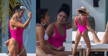 Vanessa Hudgens w mocno wyciętym kostiumie kąpielowym szaleje z przyjaciółkami na wieczorze panieńskim w Meksyku (ZDJĘCIA)