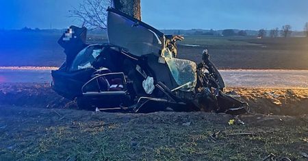 BMW roztrzaskało się na drzewie. Kierowca zginął na miejscu