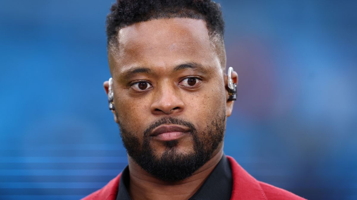 MANCHESTER, ENGLAND - MAY 17:   Patrice Evra looks on prior to the UEFA Champions League semi-final second leg match between Manchester City FC and Real Madrid at Etihad Stadium on May 17, 2023 in Manchester, United Kingdom. (Photo by Chris Brunskill/Fantasista/Getty Images)