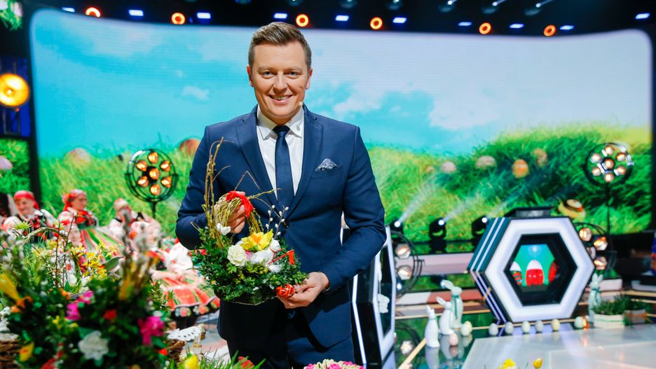 Rafał Brzozowski podczas wielkanocnego nagrania "Jaka to melodia?".