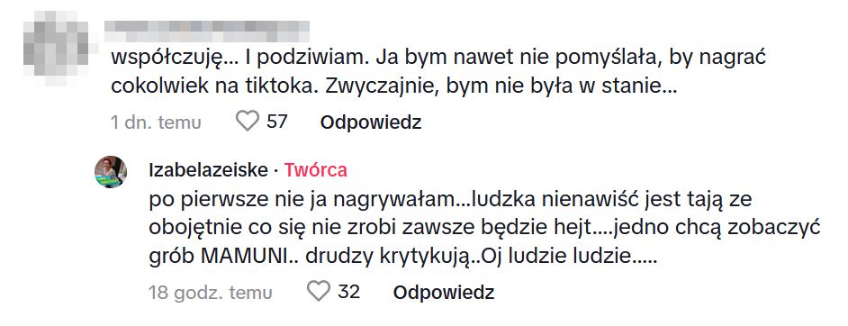 Izabela Zeiske w ogniu krytyki po opublikowaniu filmu z pogrzebu mamy