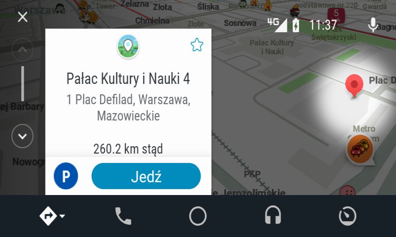 Planowanie trasy dojazdu w Waze.