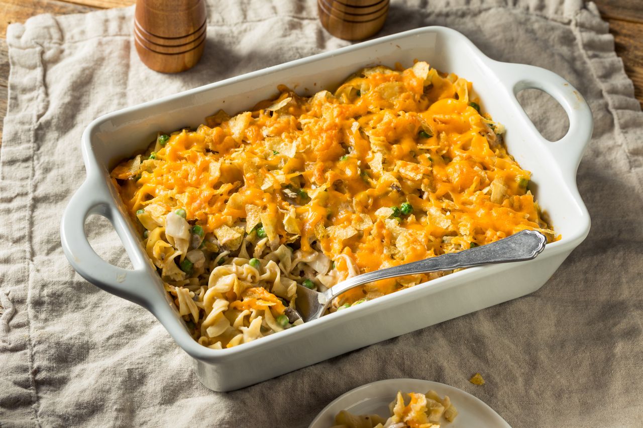 A delightful way to repurpose excess pasta into a tasty casserole