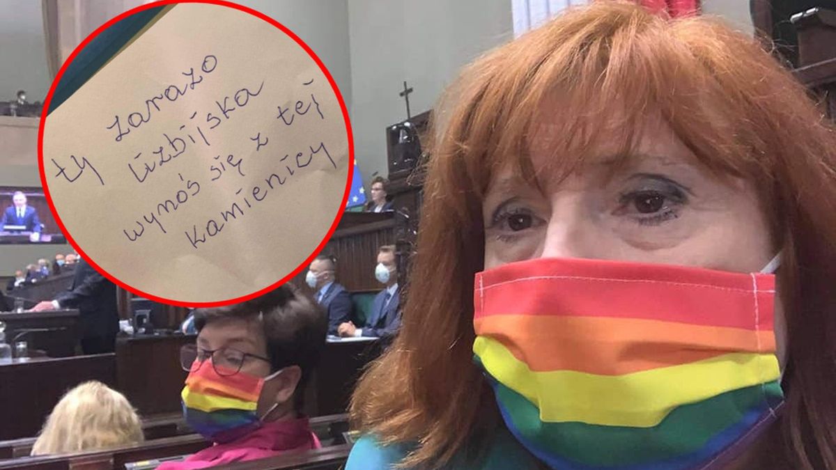 Taki list leżał pod drzwiami posłanki.