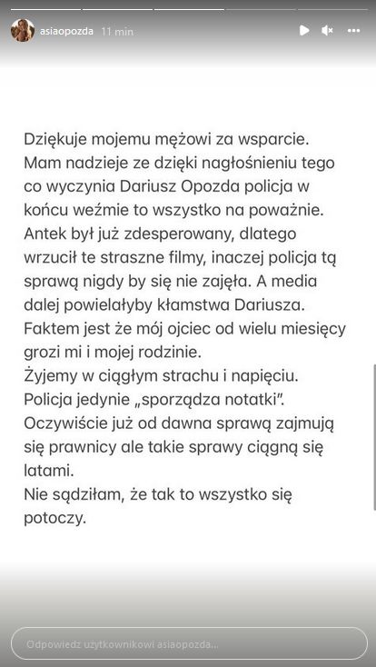 Joanna Opozda przerywa milczenie