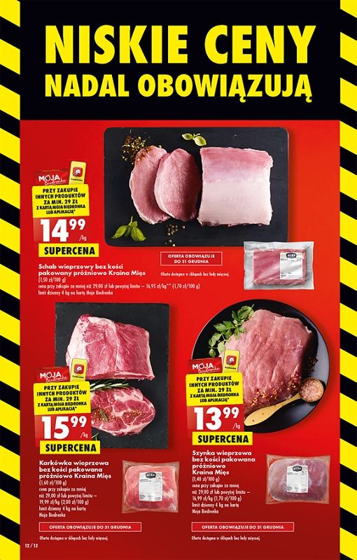 Oferta Biedronka od 5.12: schab wieprzowy, karkówka wieprzowa, szynka wieprzowa