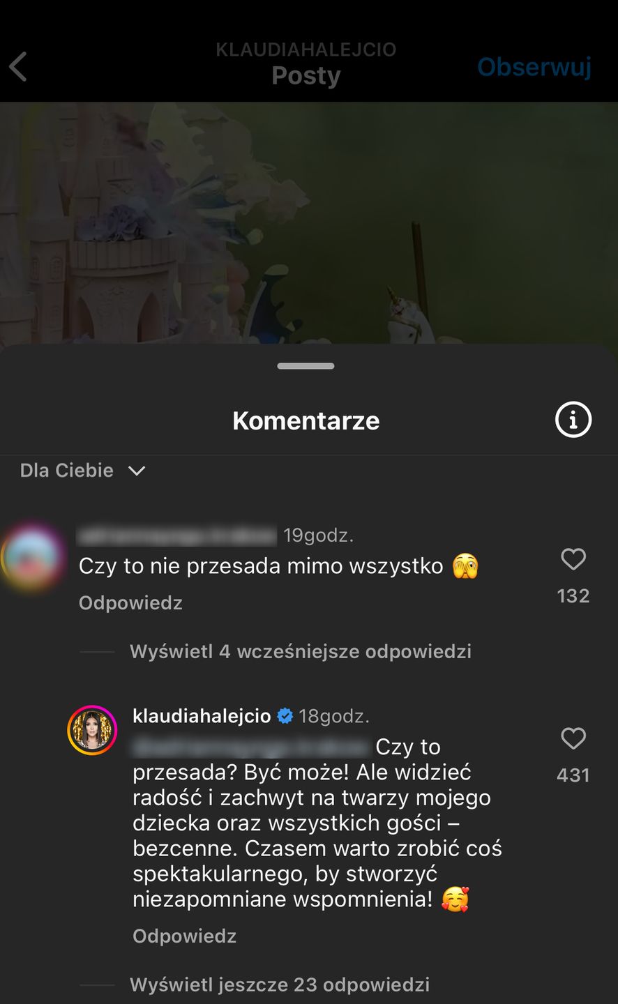 Klaudia Halejcio dyskutuje z internautami