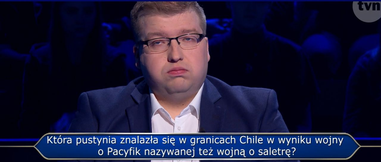 "Milionerzy": wojna o saletrę. To pytanie zgubiło uczestnika