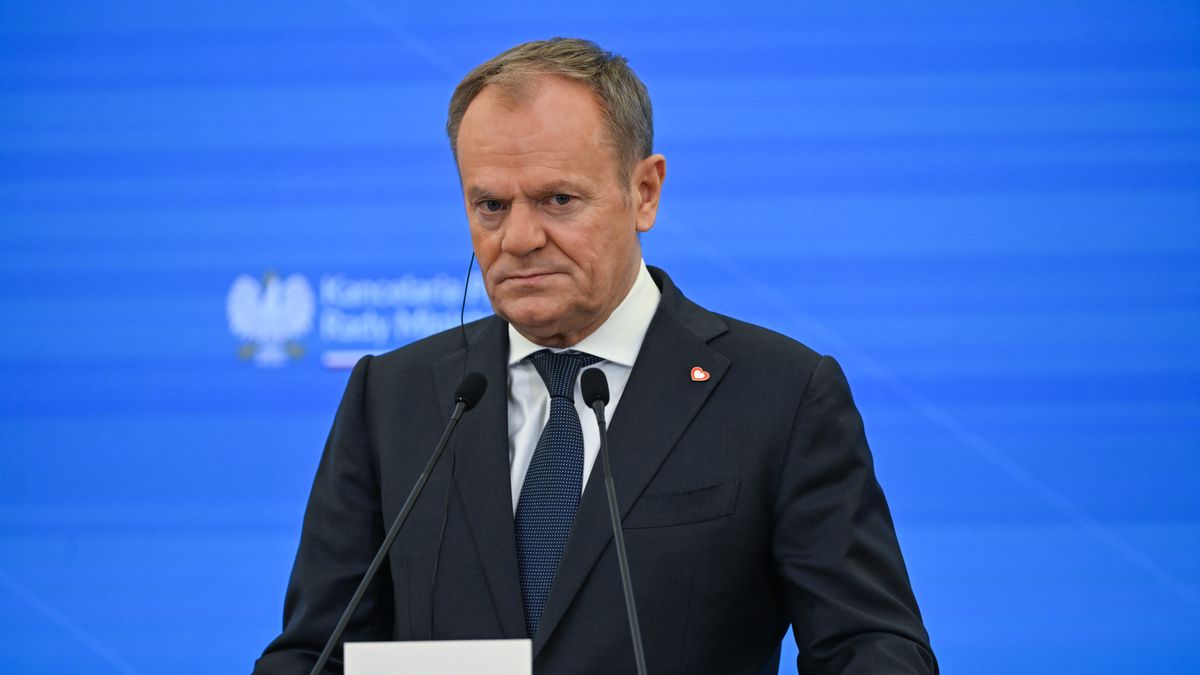 WARSAW, POLAND - DECEMBER 12:
Polish Prime Minister Donald Tusk delivers remarks during a joint press conference with French President Emmanuel Macron at the Prime Minister's Office in Warsaw, Poland, on December 12, 2024.
The leaders convened to discuss continued support for Ukraine, current global developments, the future of transatlantic relations, and Poland's priorities for its upcoming EU Council presidency, starting January 1, 2025. (Photo by Artur Widak/NurPhoto via Getty Images)