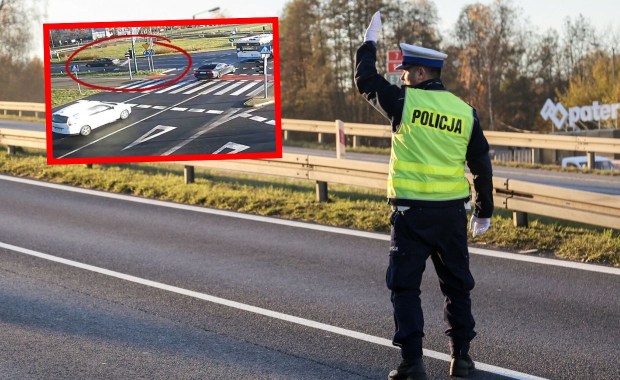 Wjechał na rondo pod prąd. Policja publikuje nagranie