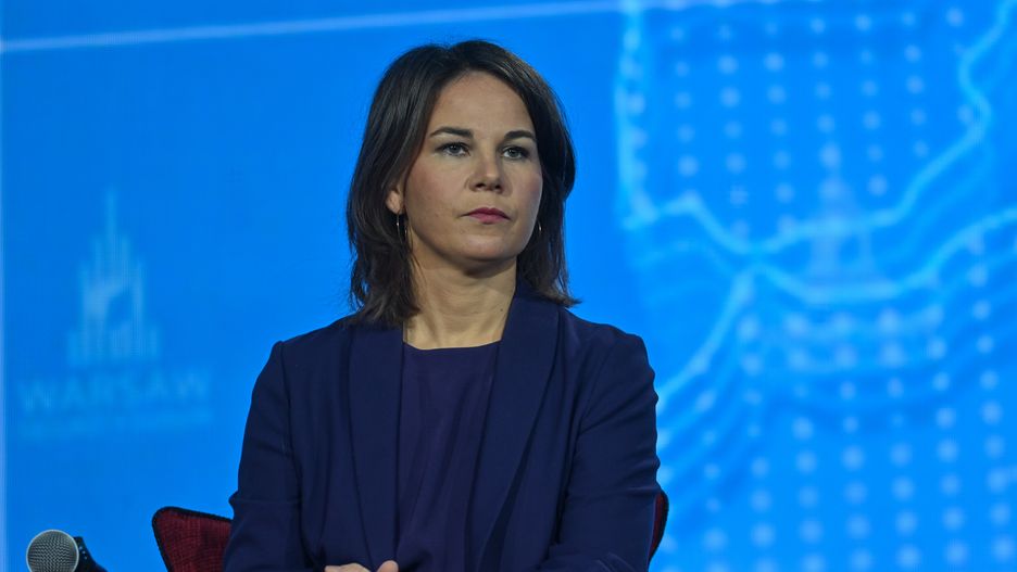 Annalena Baerbock, Minister of Foreign Affairs of Germany, is seen during a panel discussion at the Warsaw Security Forum 2022 organised by the Casimir Pulaski Foundation. 
On Sunday, October 02, 2022, in Krakow, Poland. (Photo by Artur Widak/NurPhoto via Getty Images)