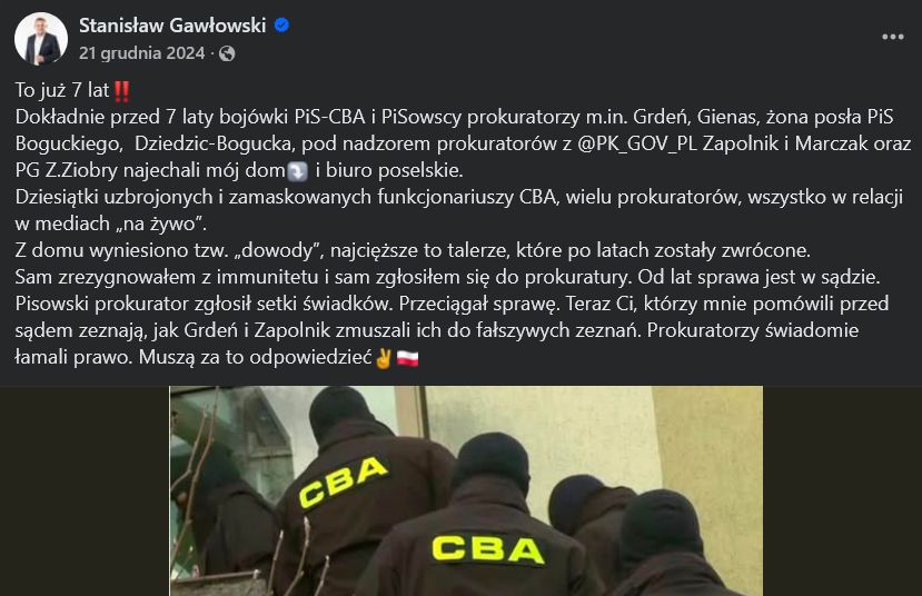 Sąd uznał, że takimi wpisami o prokuratorach polityk przekraczał