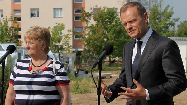Premier Donald Tusk i kandydatka na prezydenta Elbląga Elżbieta Gelert