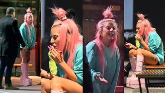 Kolorowa Lady Gaga delektuje się papierosowym dymem na spotkaniu z przyjaciółkami (ZDJĘCIA)