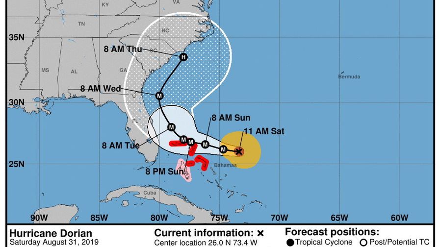Pogoda. Huragan Dorian przybiera na sile