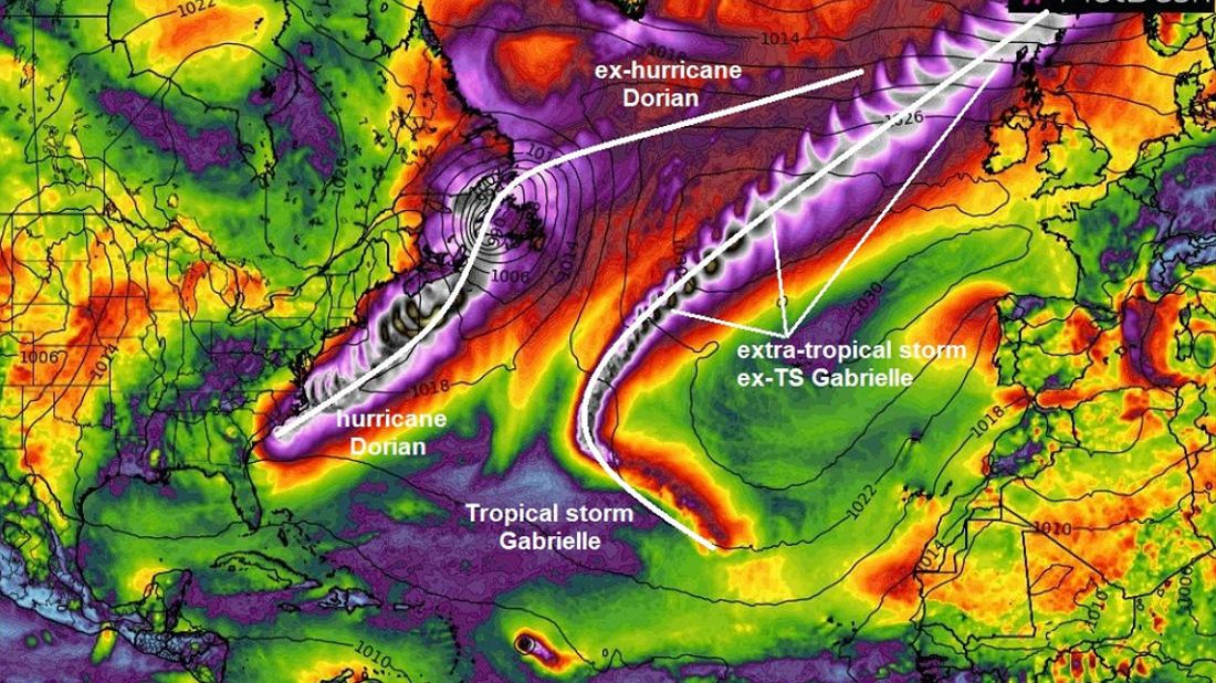 Pogoda. Huragan Dorian ma towarzystwo. To tropikalny cyklon Gabrielle, który zmierza do Europy.