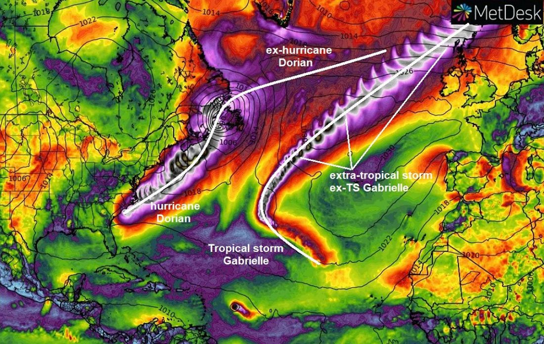 Pogoda. Huragan Dorian ma towarzystwo. To tropikalny cyklon Gabrielle, który zmierza do Europy.