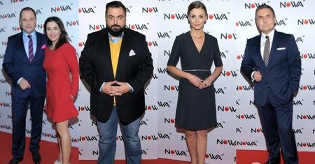 Byłe gwiazdy TVP na konferencji prasowej nowej stacji telewizyjnej: Beata Tadla, Jarosław Kulczycki, Tomasz Sekielski...